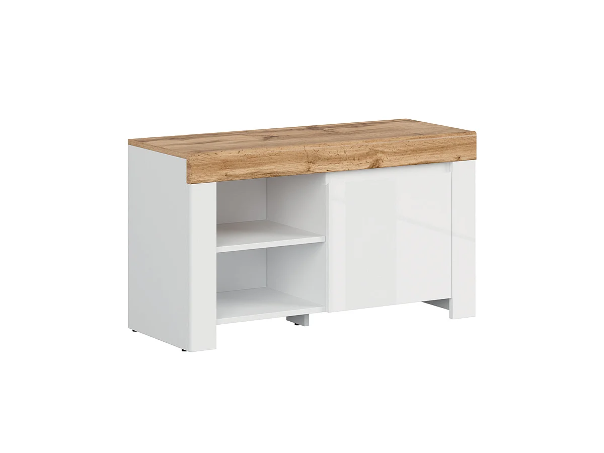 Hella Low Shoe Cabinet White and Wood