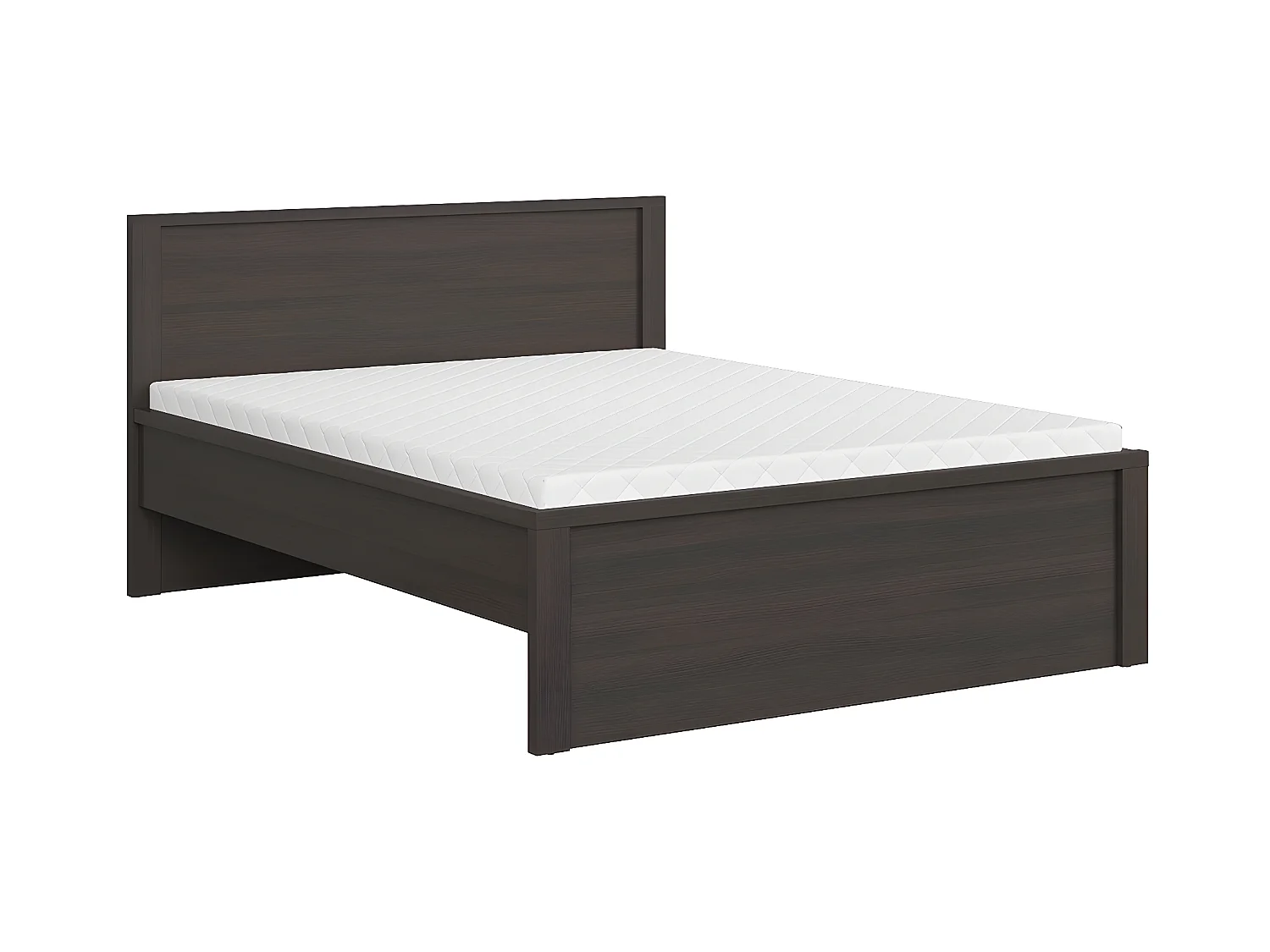 Lit 160x200 tête de lit haut Soren Bois Wengé