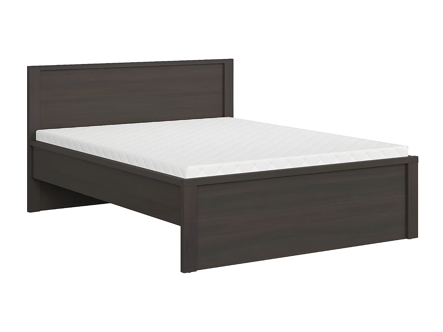 Cama de casal Soren madeira escura 160x200