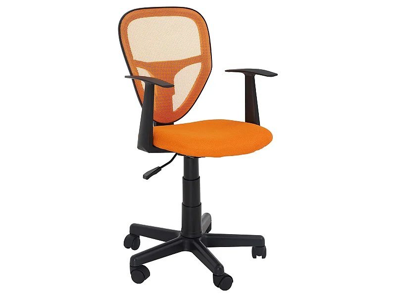 Chaise de bureau pour enfant STUDIO fauteuil pivotant réglable en hauteur avec accoudoirs, revêtement mesh orange