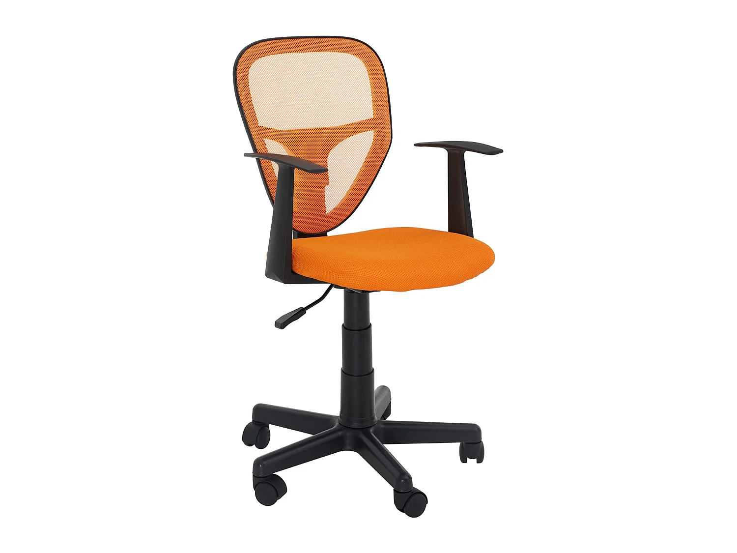 Chaise de bureau pour enfant STUDIO fauteuil pivotant réglable en hauteur avec accoudoirs, revêtement mesh orange