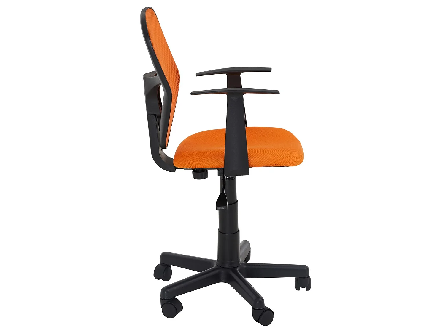 Chaise de bureau pour enfant STUDIO fauteuil pivotant réglable en hauteur avec accoudoirs, revêtement mesh orange
