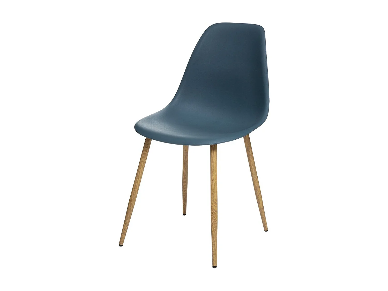 Chaise de table Assise Bleu Navy et pieds en fer façon Chêne