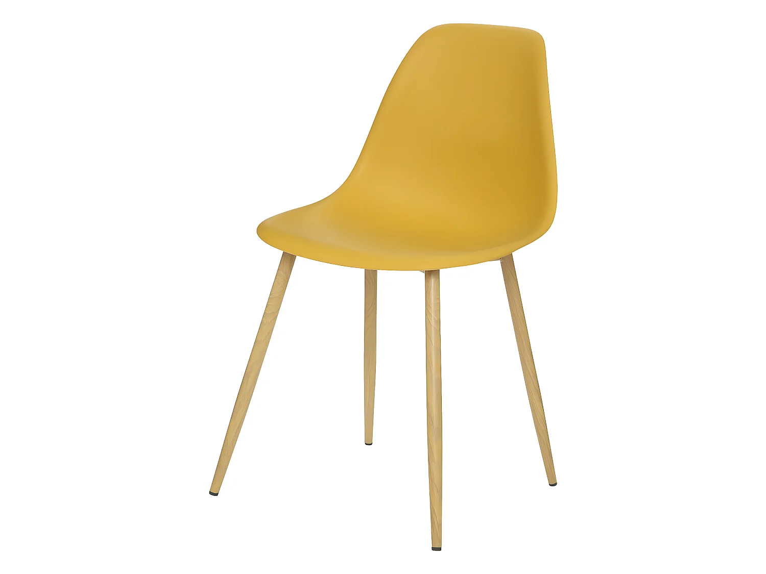 Chaise de table Assise Jaune Ocre et pieds en fer façon Chêne
