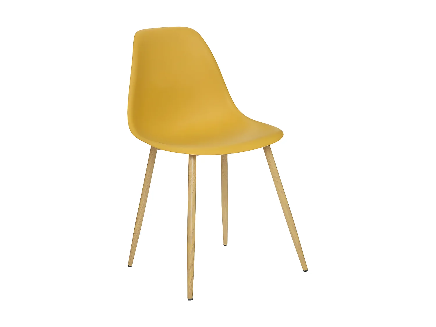 Chaise de table Assise Jaune Ocre et pieds en fer façon Chêne