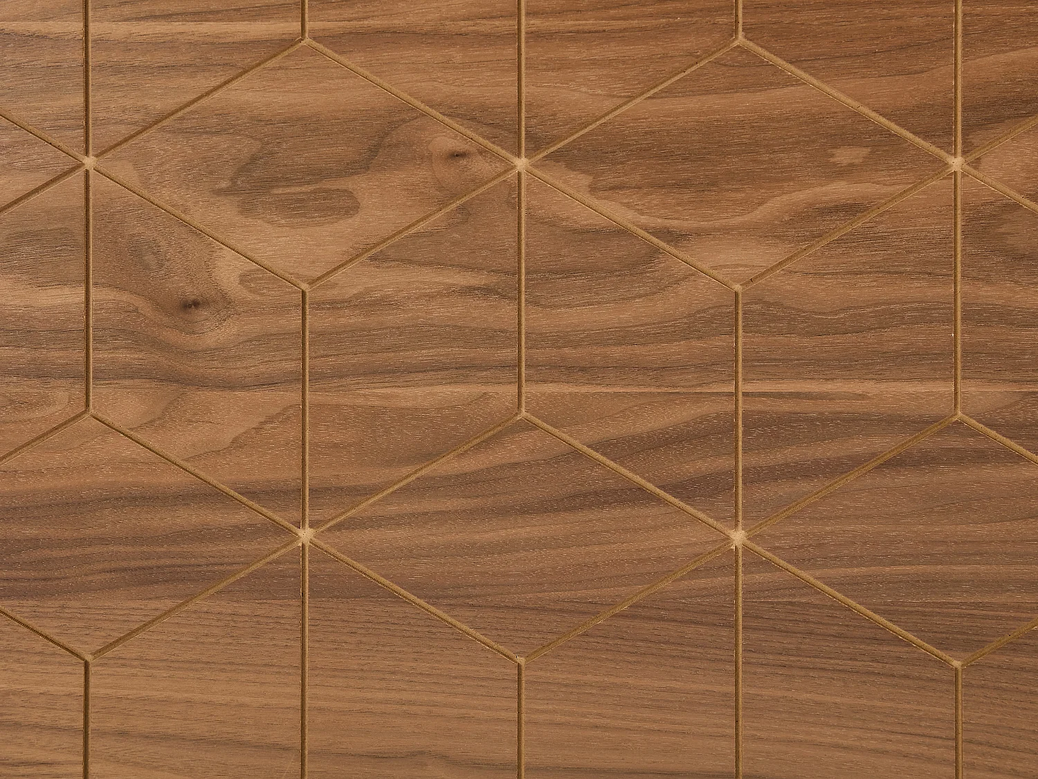 Komoda 2-drzwiowa z 3 szufladami i orzechową okleiną - Naturalny ciemny i złoty - PARIOMA