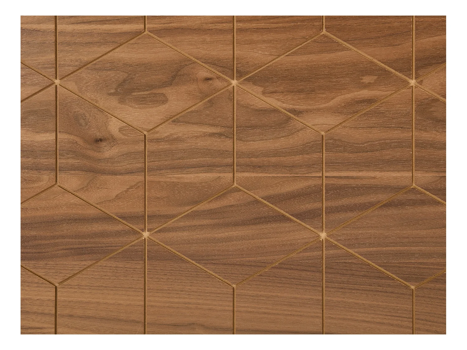 Buffet avec 2 portes et 3 tiroirs placage noyer - Naturel foncé et doré - PARIOMA