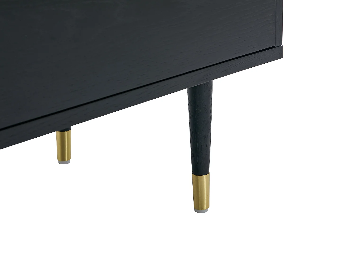 Buffet avec 2 portes et 3 tiroirs placage chêne - Noir et doré - PARIOMA