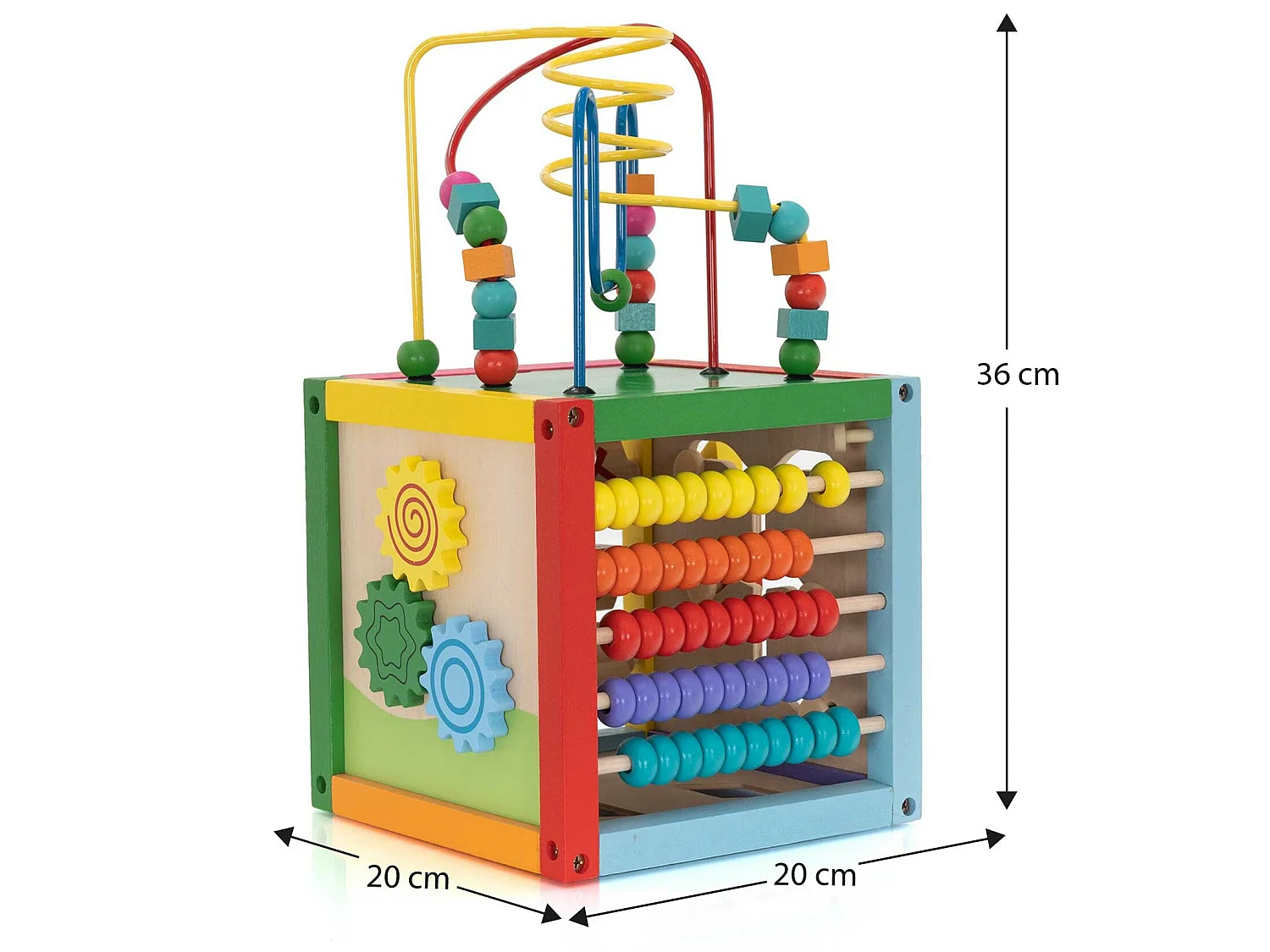 Jouet Éducatif Montessori Cube en Bois 6 Faces Robincool Newton Laberinto 20x20x36 cm avec Boulier Multicolore