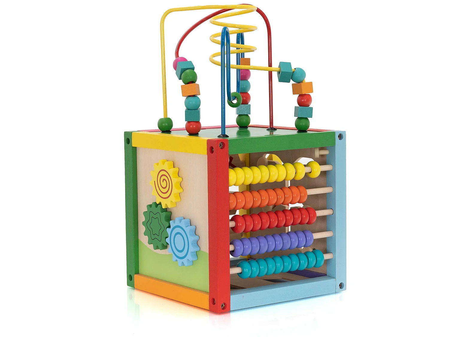 Jouet Éducatif Montessori Cube en Bois 6 Faces Robincool Newton Laberinto 20x20x36 cm avec Boulier Multicolore