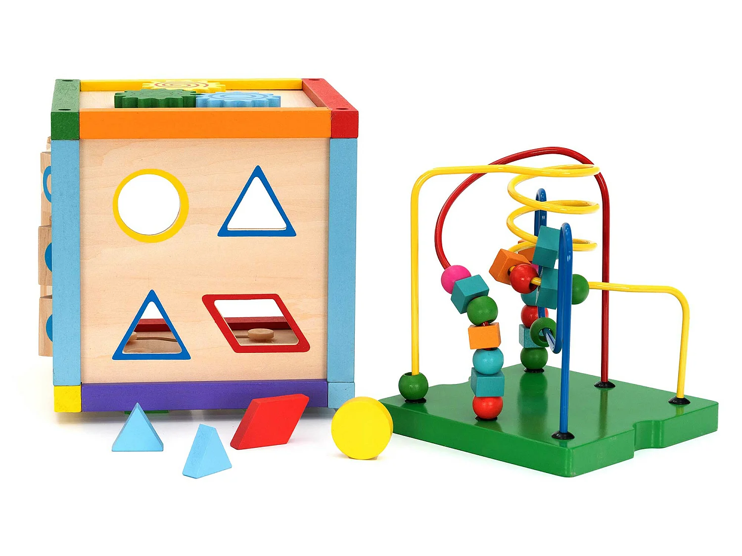 Jouet Éducatif Montessori Cube en Bois 6 Faces Robincool Newton Laberinto 20x20x36 cm avec Boulier Multicolore