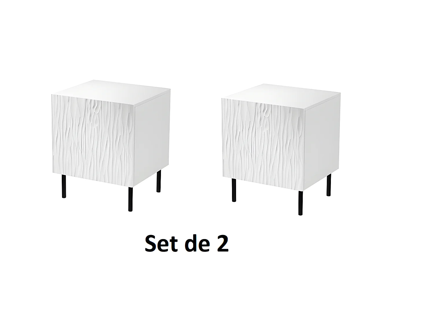 Table de chevet Set de 2 Blanc mat 44x54x41 cm de haute qualité YOUNGE