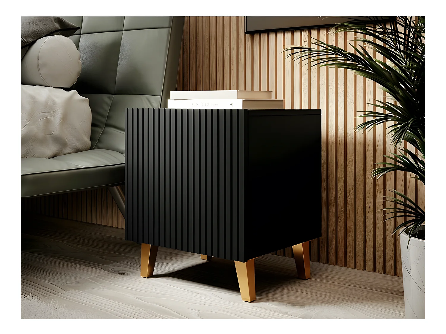 Table de chevet Set de 2x PALACE 45x51x40 cm Noir  de haute qualité