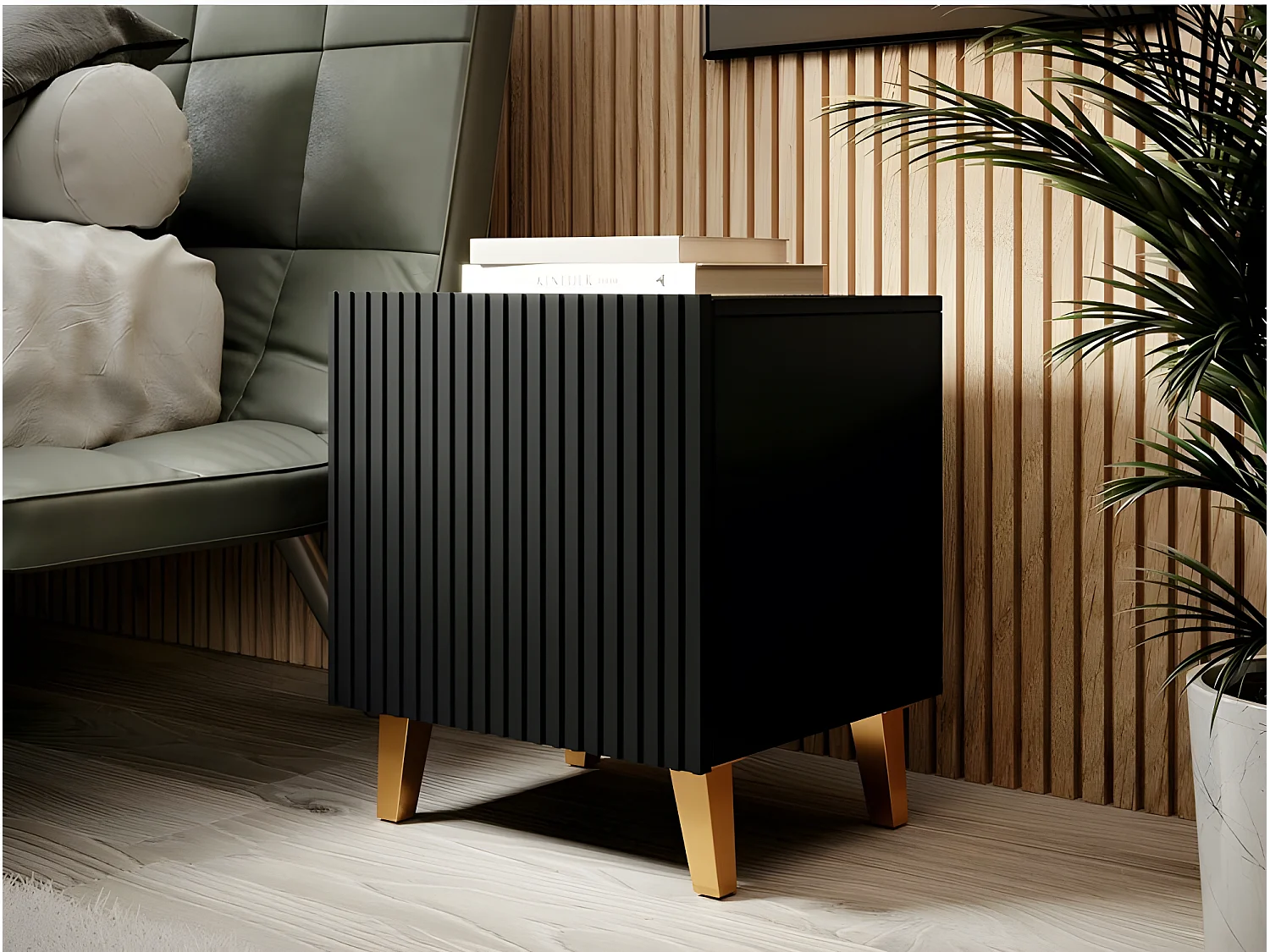 Table de chevet Set de 2x PALACE 45x51x40 cm Noir  de haute qualité