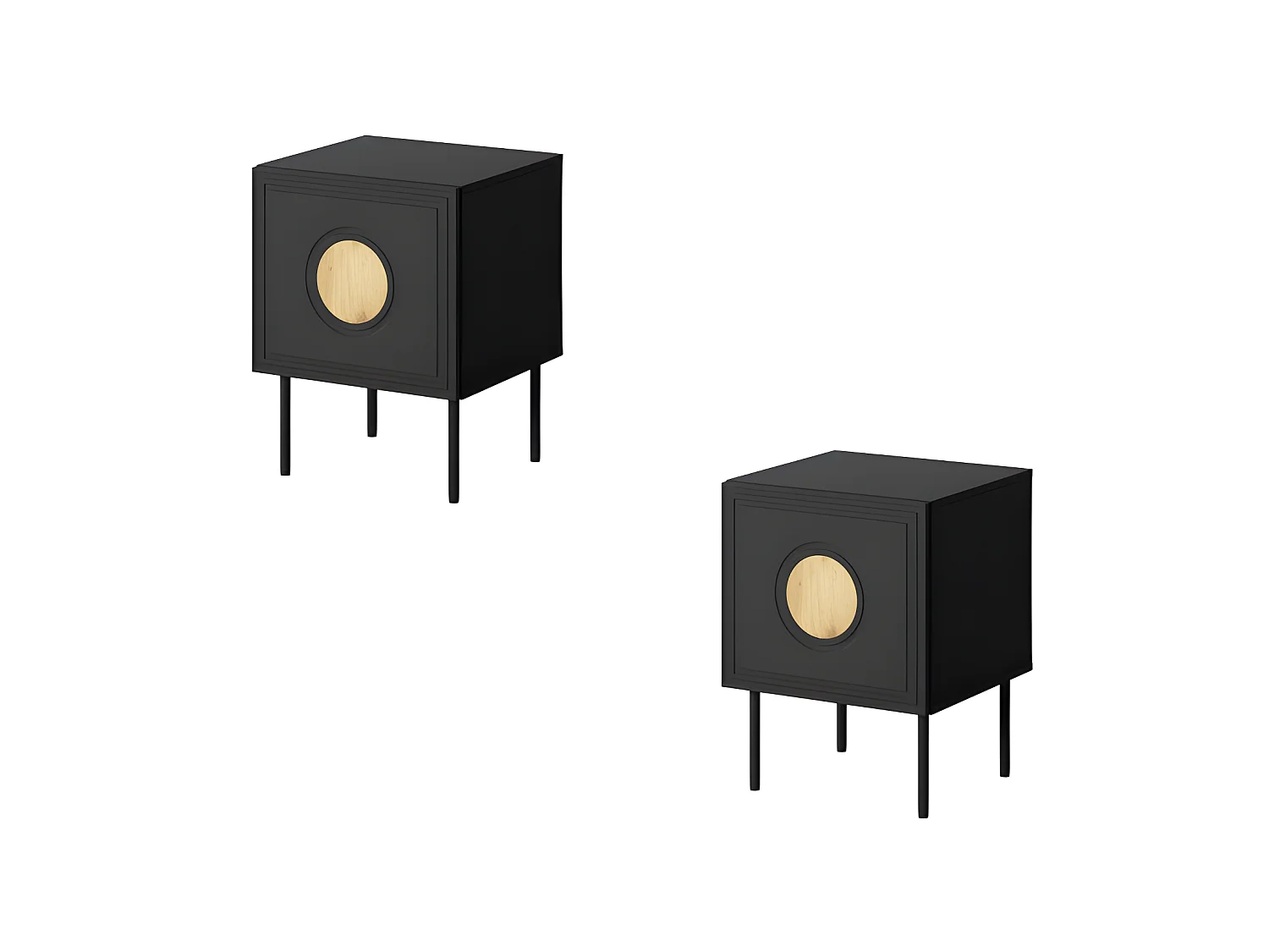 Table de chevet Set de 2 Noir mat 45x59x38 cm de haute qualité
