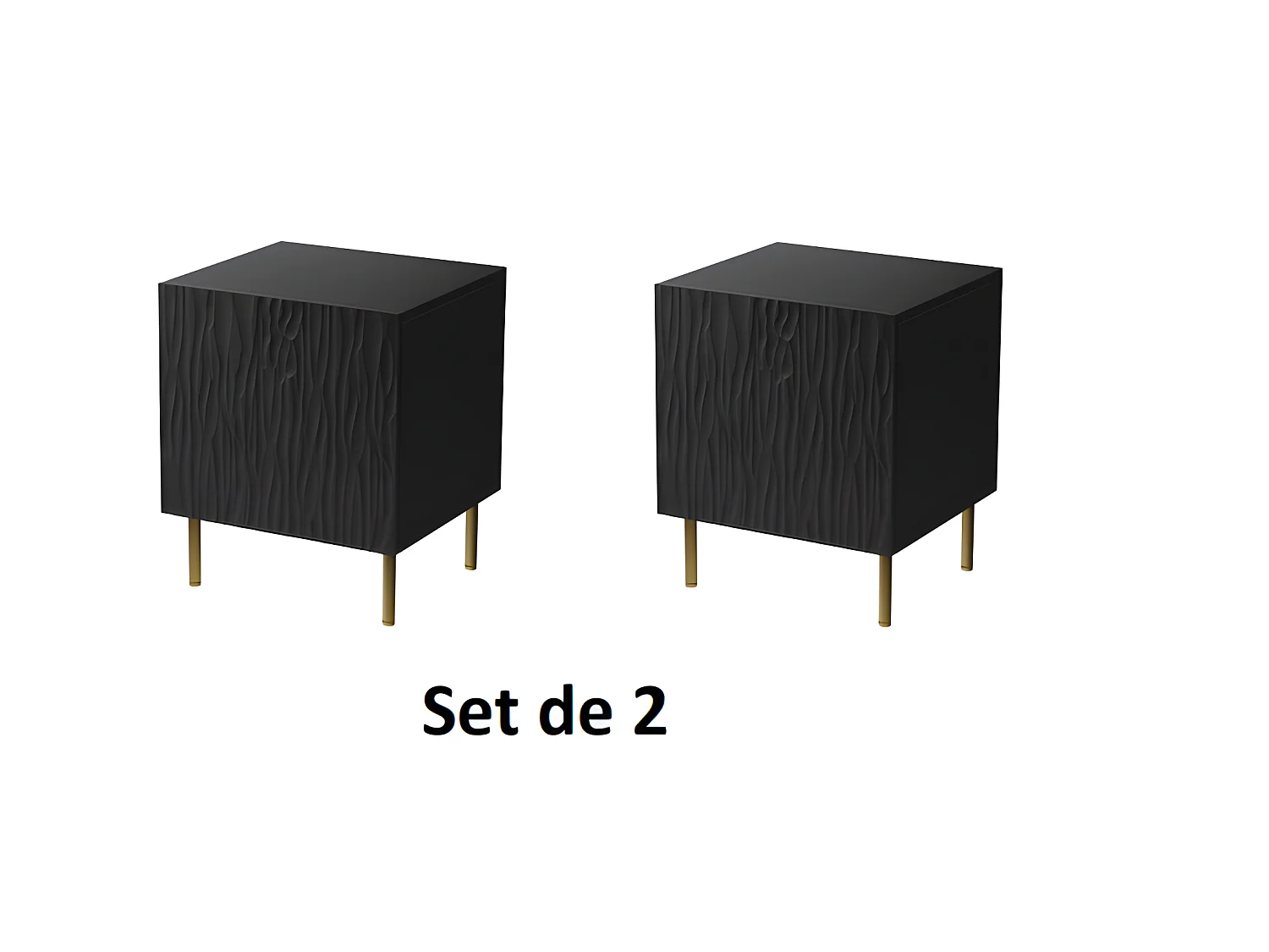 Table de chevet Set de 2 Noir mat 44x54x41 cm de haute qualité YOUNGE