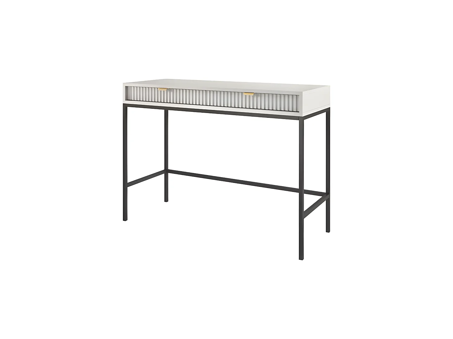 Table Coiffeuse 104x50x78cm Gris meuble de maquillage Bureau avec tiroirs de rangement NOEMIE