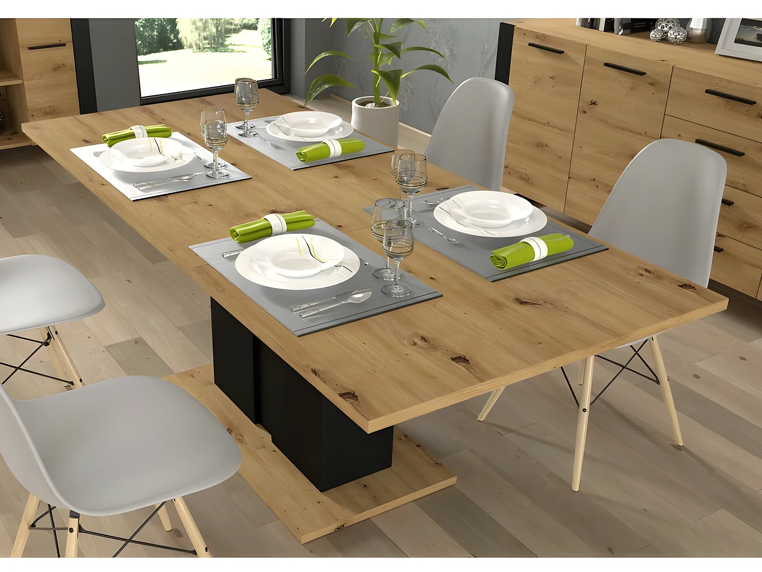 Table à manger Extensible 140(-200)x90cm moderne Salle à manger modèle NUKA