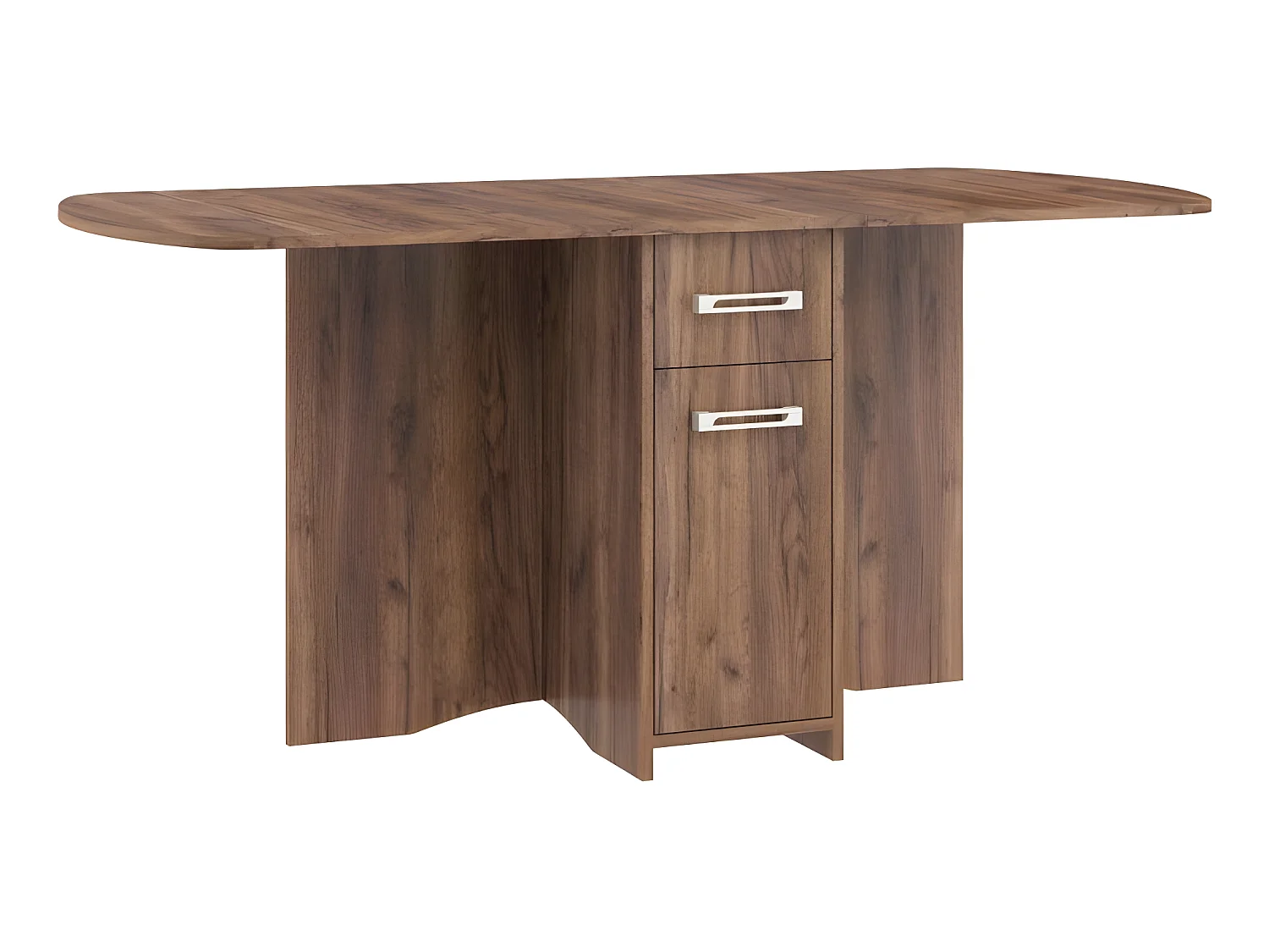 Table à manger ovale pliante avec 2 tiroirs couleur tabac foncé 160x80cm modèle:HOMNI 2 Table pliable