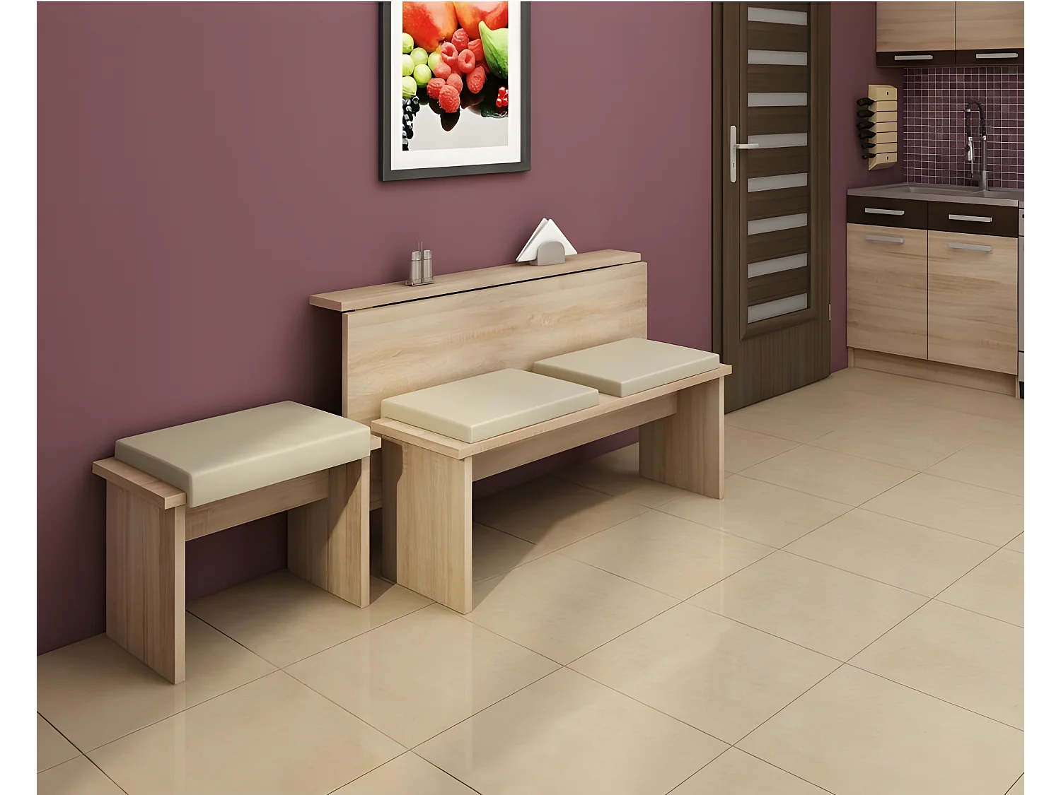 Table murale pliable étagère rabattable 130x70 Chêne Sonoma Modèle: HOMNI 9 Table pliante