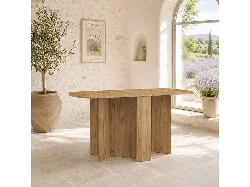 Table à manger ovale pliante couleur Or Artisan 150x80cm modèle:HOMNI 2 Table pliable papillon