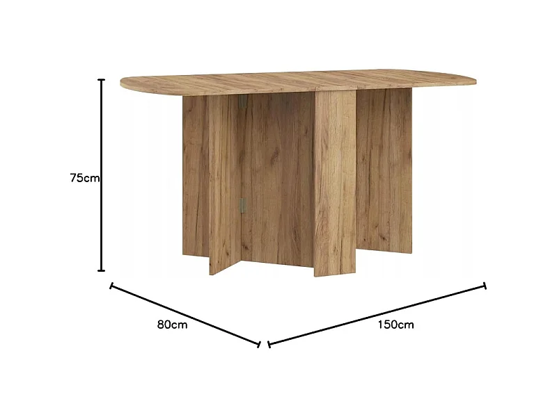 Table à manger ovale pliante couleur Or Artisan 150x80cm modèle:HOMNI 2 Table pliable papillon