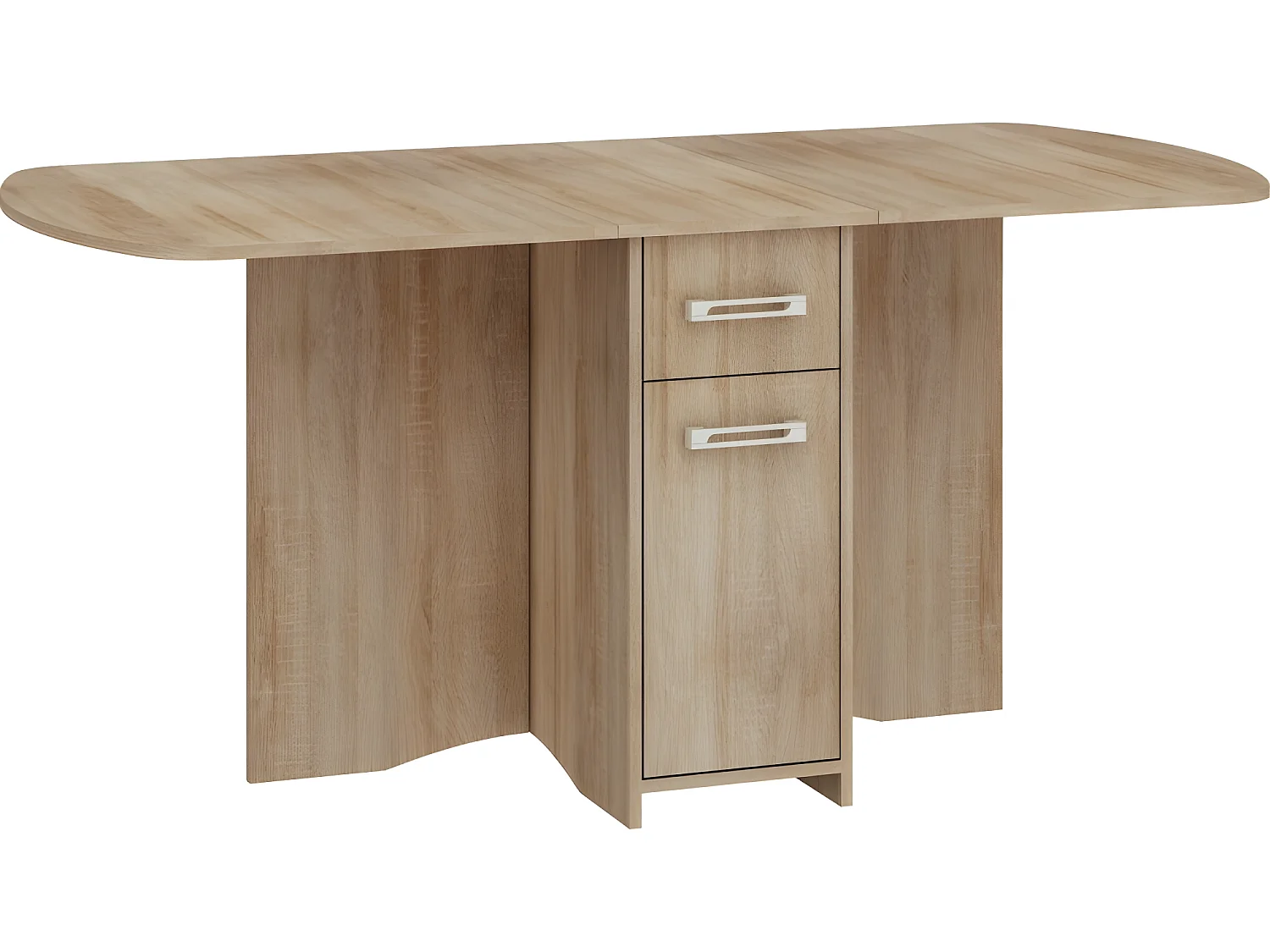 Table à manger ovale pliante avec 2 tiroirs Chêne Sonoma 160x80cm modèle:HOMNI 2 Table pliable