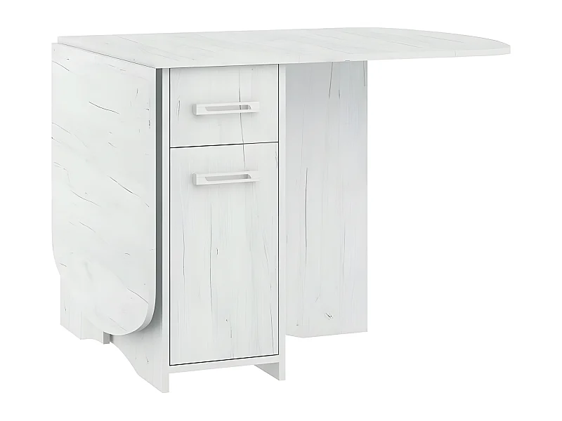 Table à manger ovale pliante avec 2 tiroirs Blanc artisan 160x80cm modèle:HOMNI 2 Table pliable