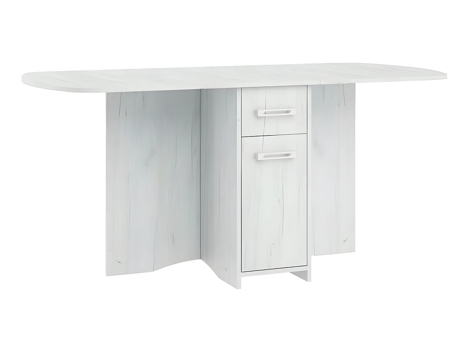 Table à manger ovale pliante avec 2 tiroirs Blanc artisan 160x80cm modèle:HOMNI 2 Table pliable