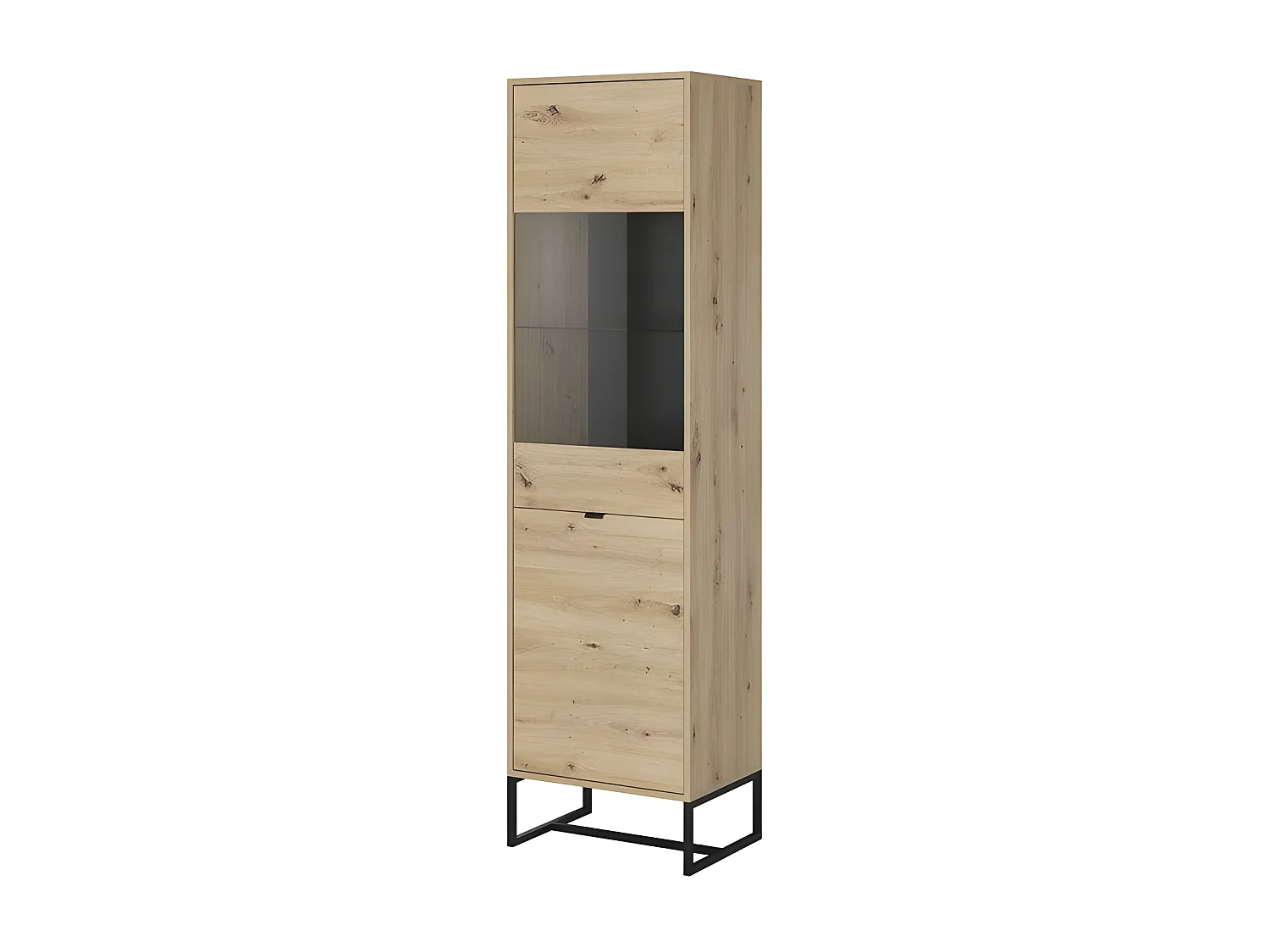 Vitrine Commode universel 53x39x197cm métal chêne artisanal avec tiroirs"AMBER AWT53"