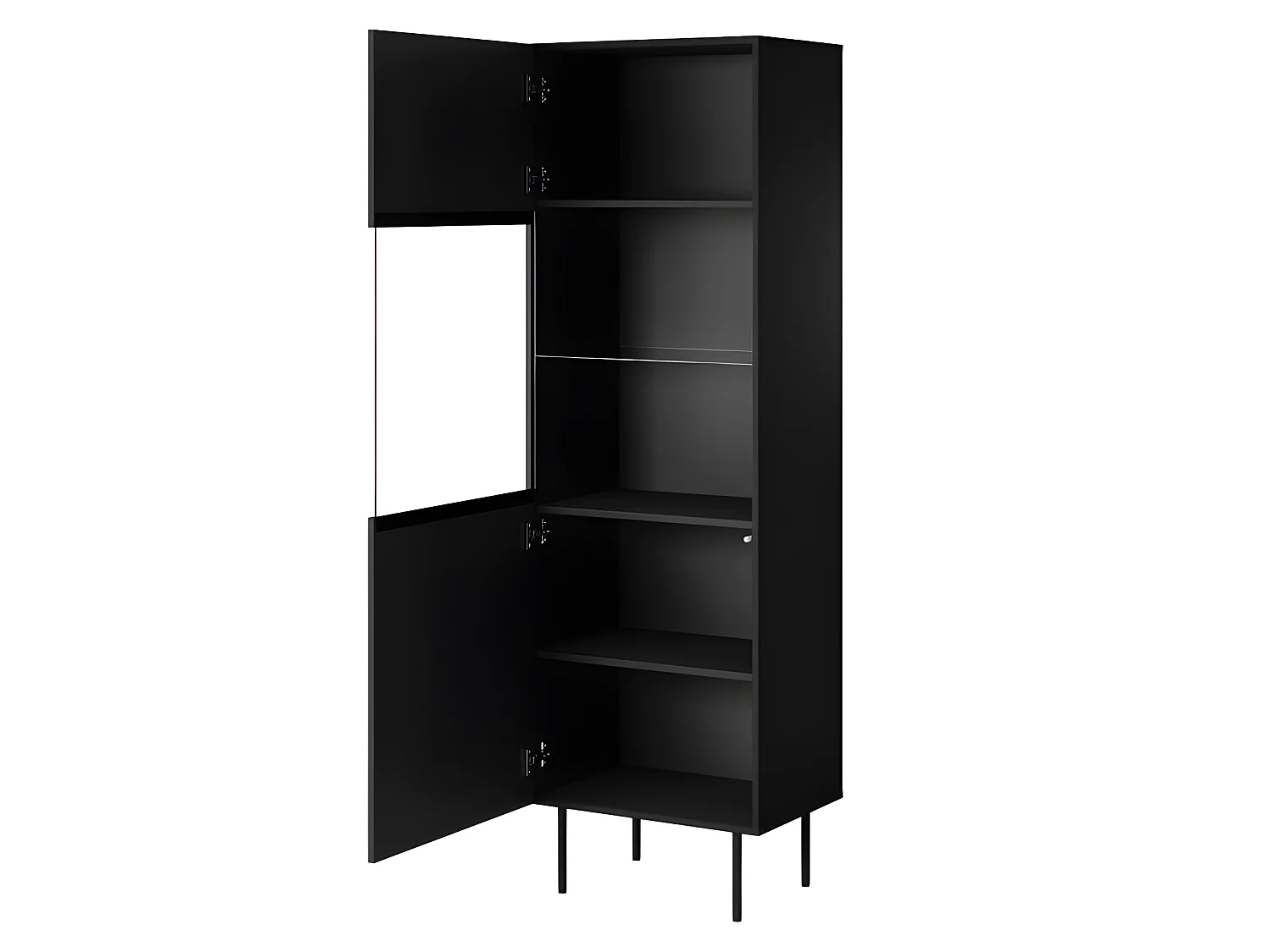 Meuble Vitrine de rangement sur pied 60x190x40 Noir mat/Chêne artisan Modèle PALAZO