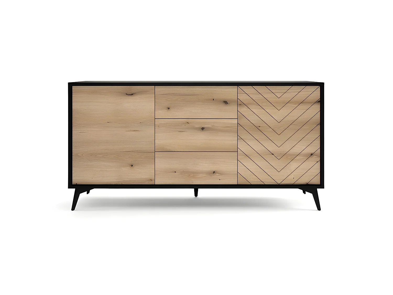 Commode de rangement Meuble universel évoque chêne/noir 154x77x39cm DIAMANT KSZ154 sur pieds