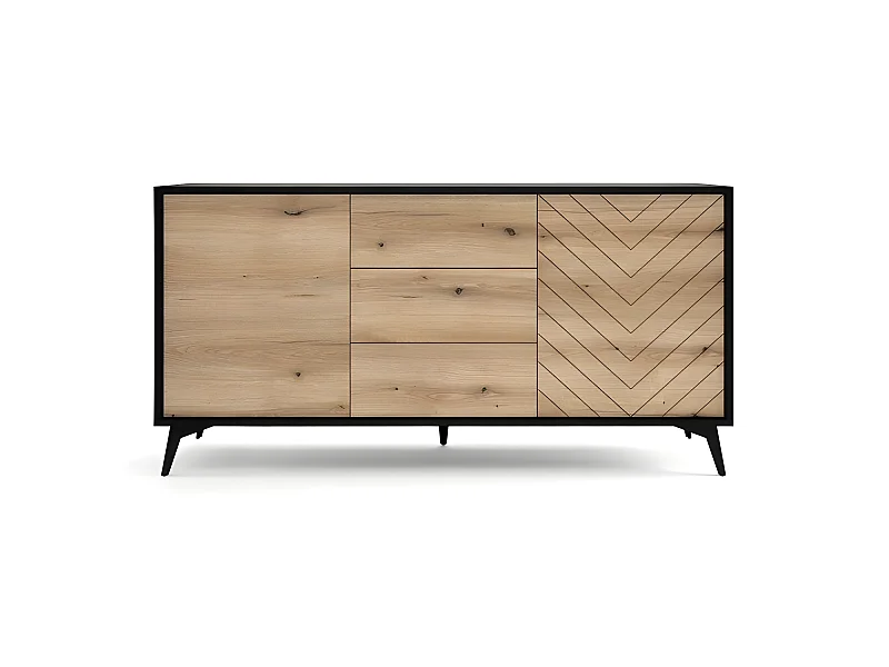 Commode de rangement Meuble universel évoque chêne/noir 154x77x39cm DIAMANT KSZ154 sur pieds