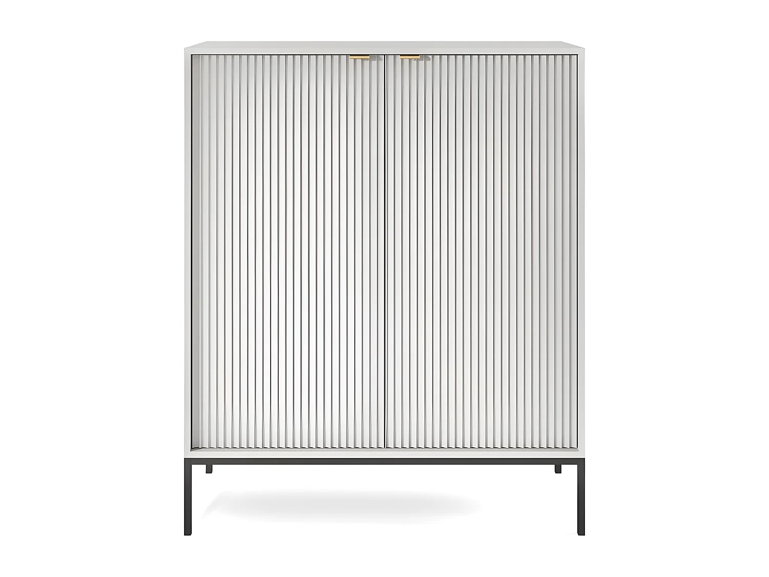 Commode universel Gris 104x125x39cm pied métal 2 portes  rainurés modèle "NOEMIE"