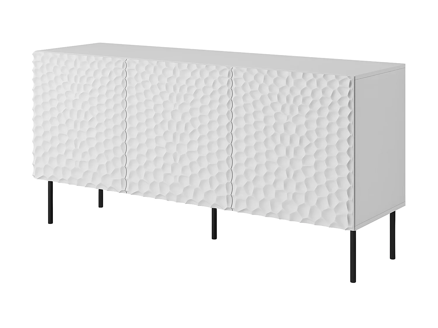 Commode de rangement Meuble universel 152x75x43cm sur pied Blanc mat HOTI