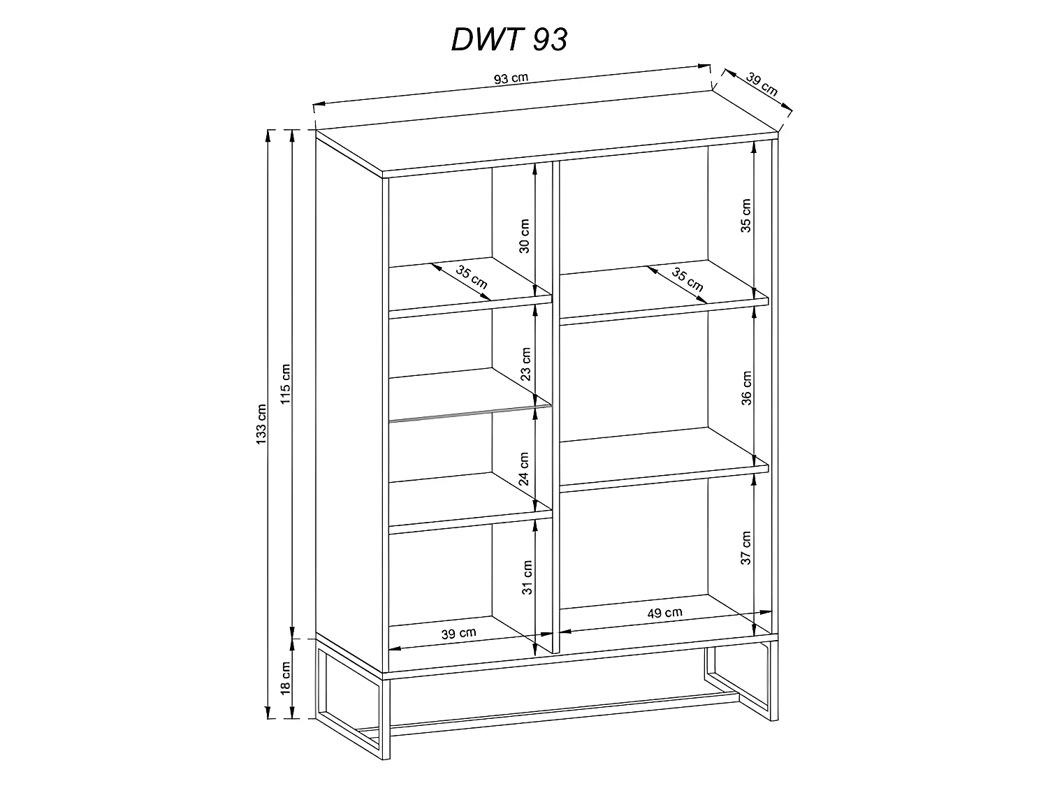 Commode universel 93cm métal chêne artisanal avec tiroirs et porte en verre modèle "AMBER AWT93"