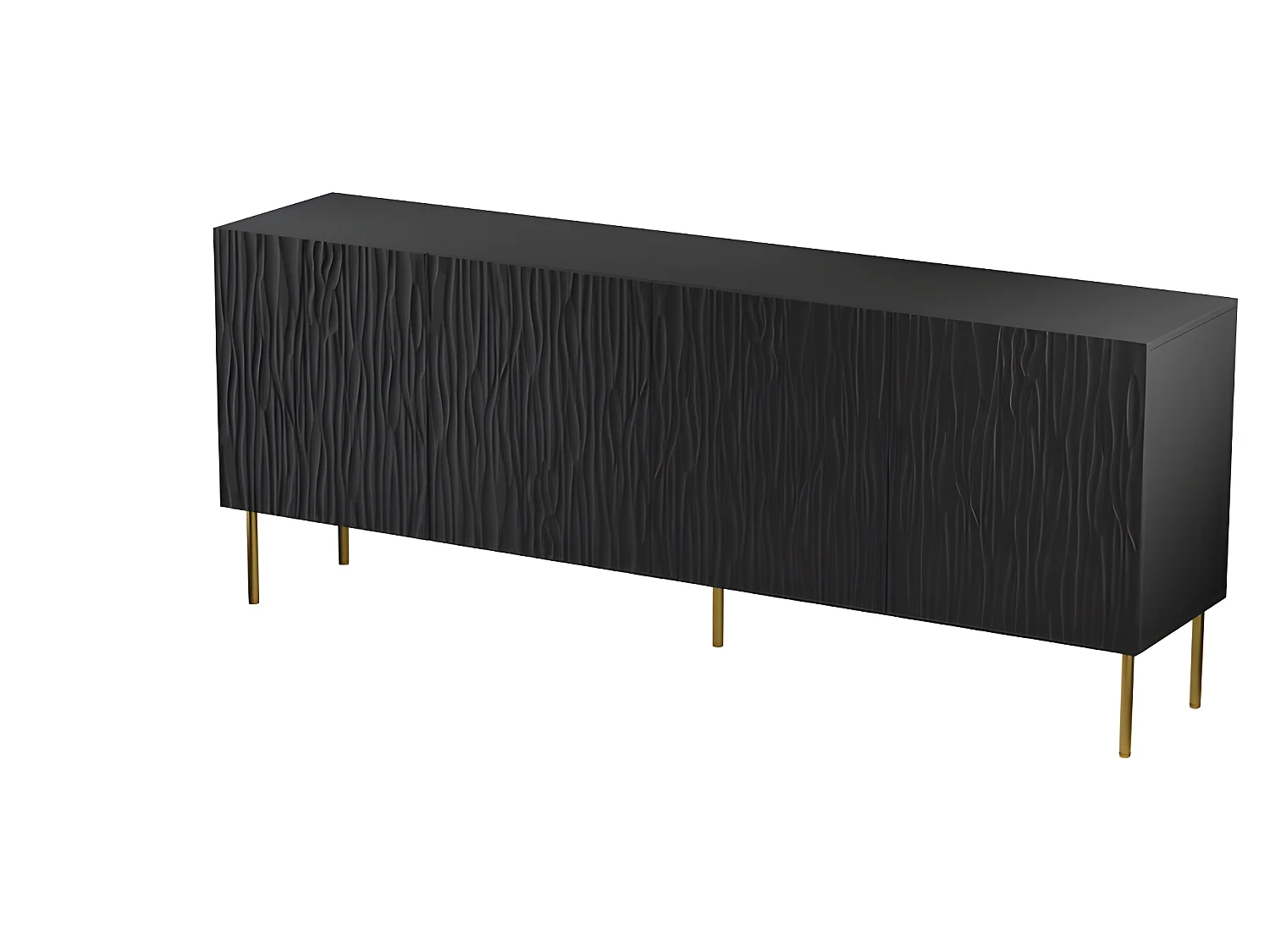 Commode de rangement Meuble universel 190x75x42cm sur pied Noir mat YOUNGE