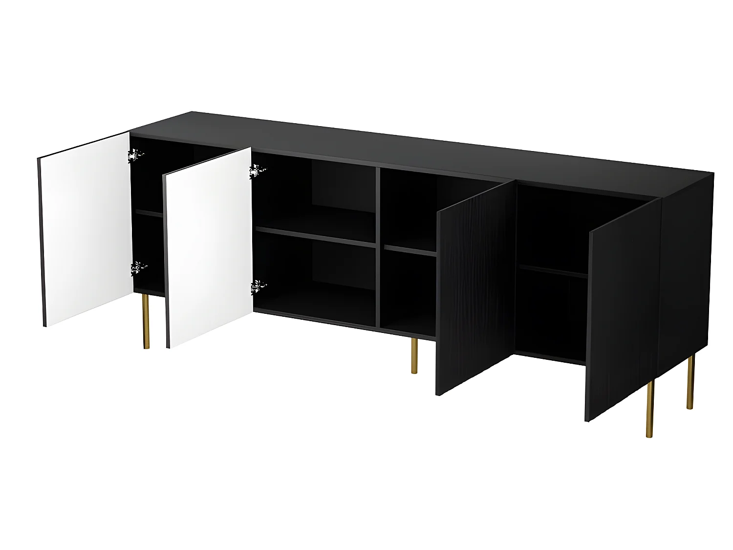 Commode de rangement Meuble universel 190x75x42cm sur pied Noir mat YOUNGE