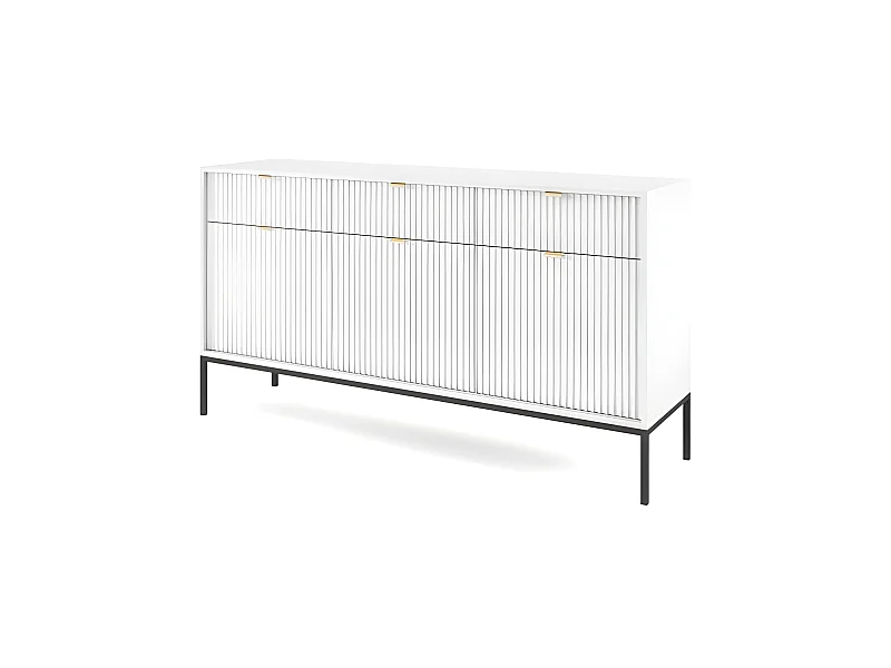 Commode universel blanc 154x83x39cm pied métal avec 2 tiroirs modèle "NOEMIE KSZ154"