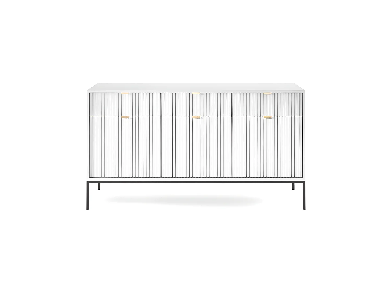 Commode universel blanc 154x83x39cm pied métal avec 2 tiroirs modèle "NOEMIE KSZ154"