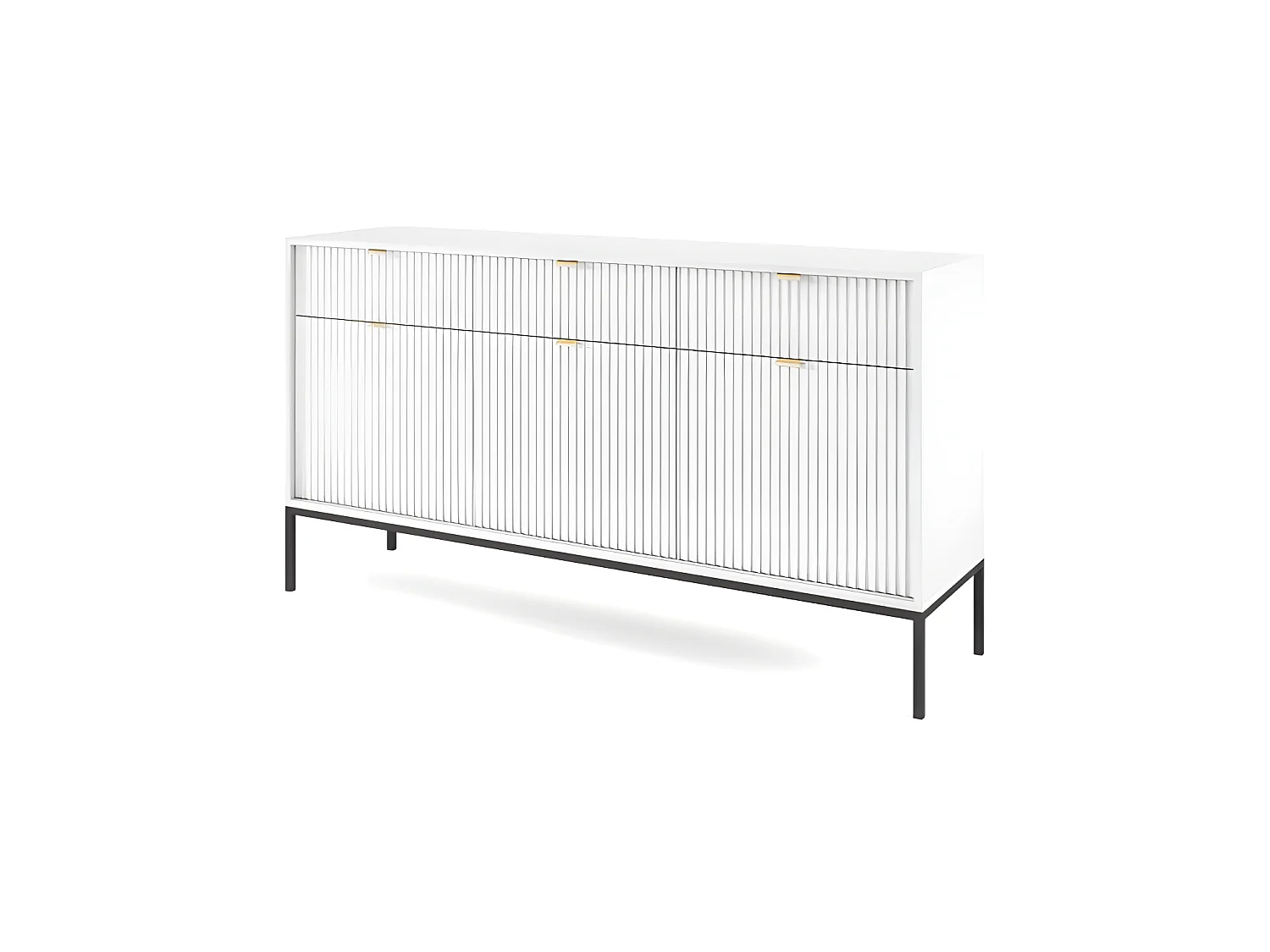 Commode universel blanc 154x83x39cm pied métal avec 2 tiroirs modèle "NOEMIE KSZ154"