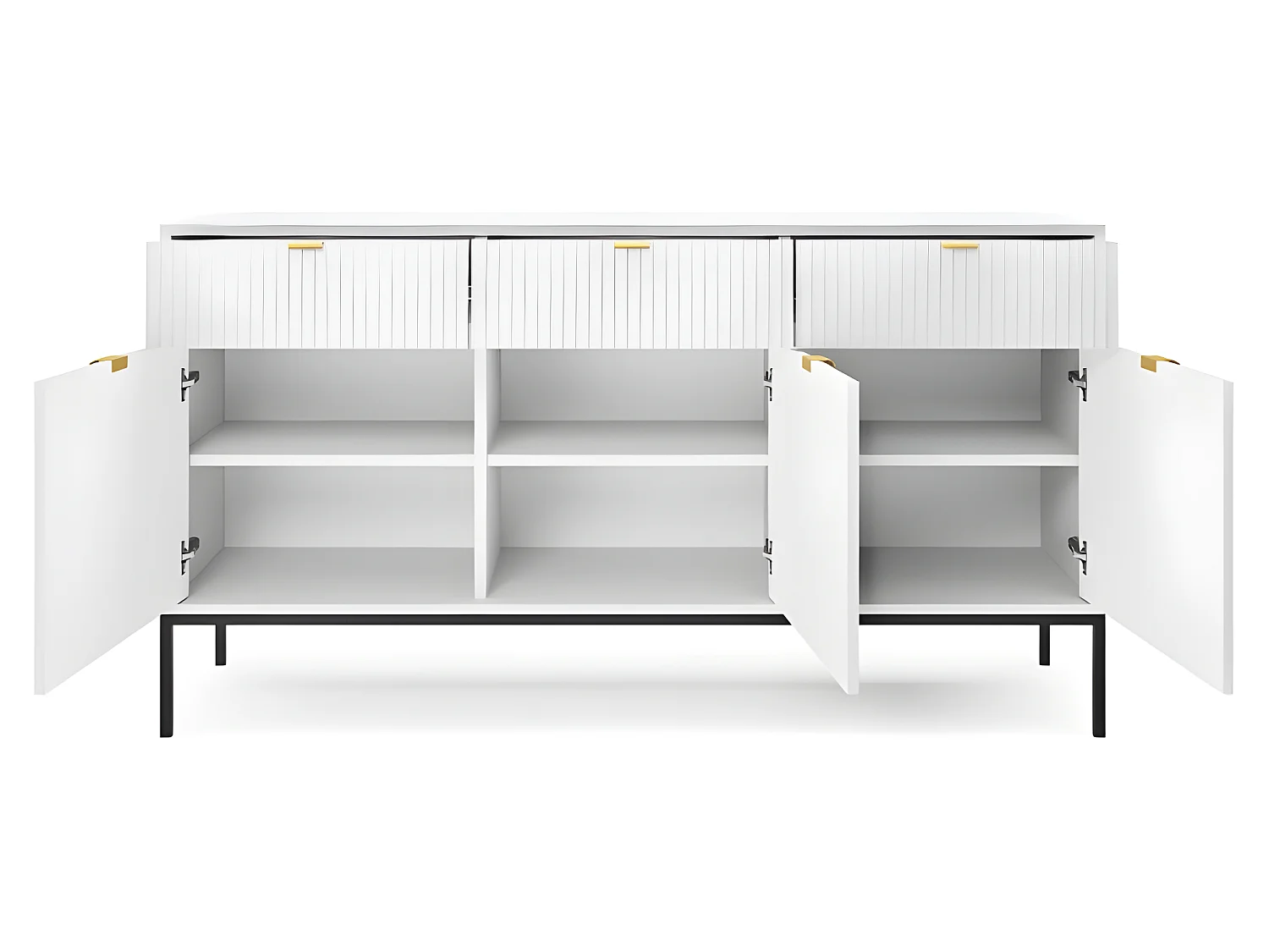 Commode universel blanc 154x83x39cm pied métal avec 2 tiroirs modèle "NOEMIE KSZ154"