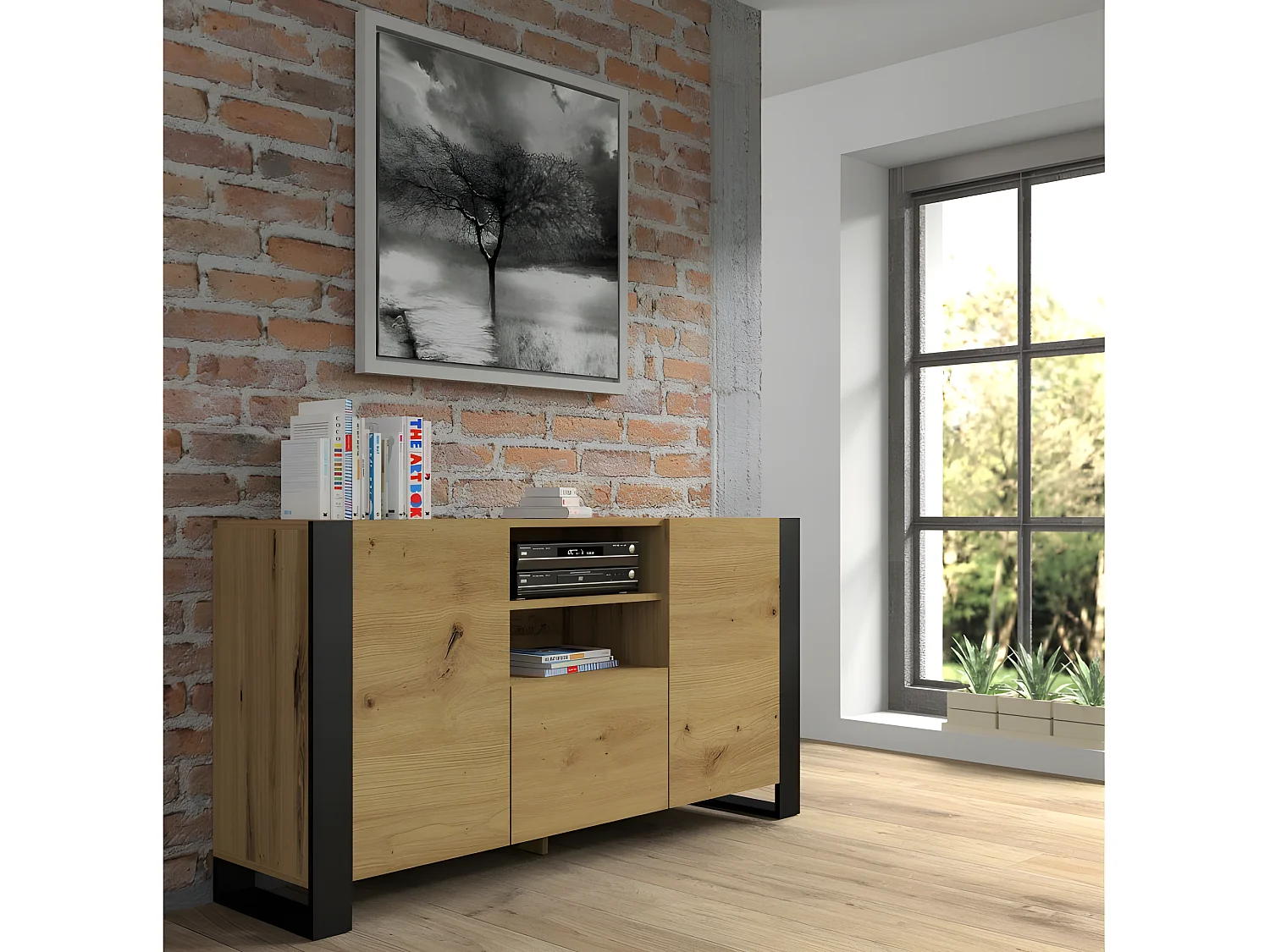 Commode de rangement Meuble Artisan 158x84x40cm MONDI Sideboard