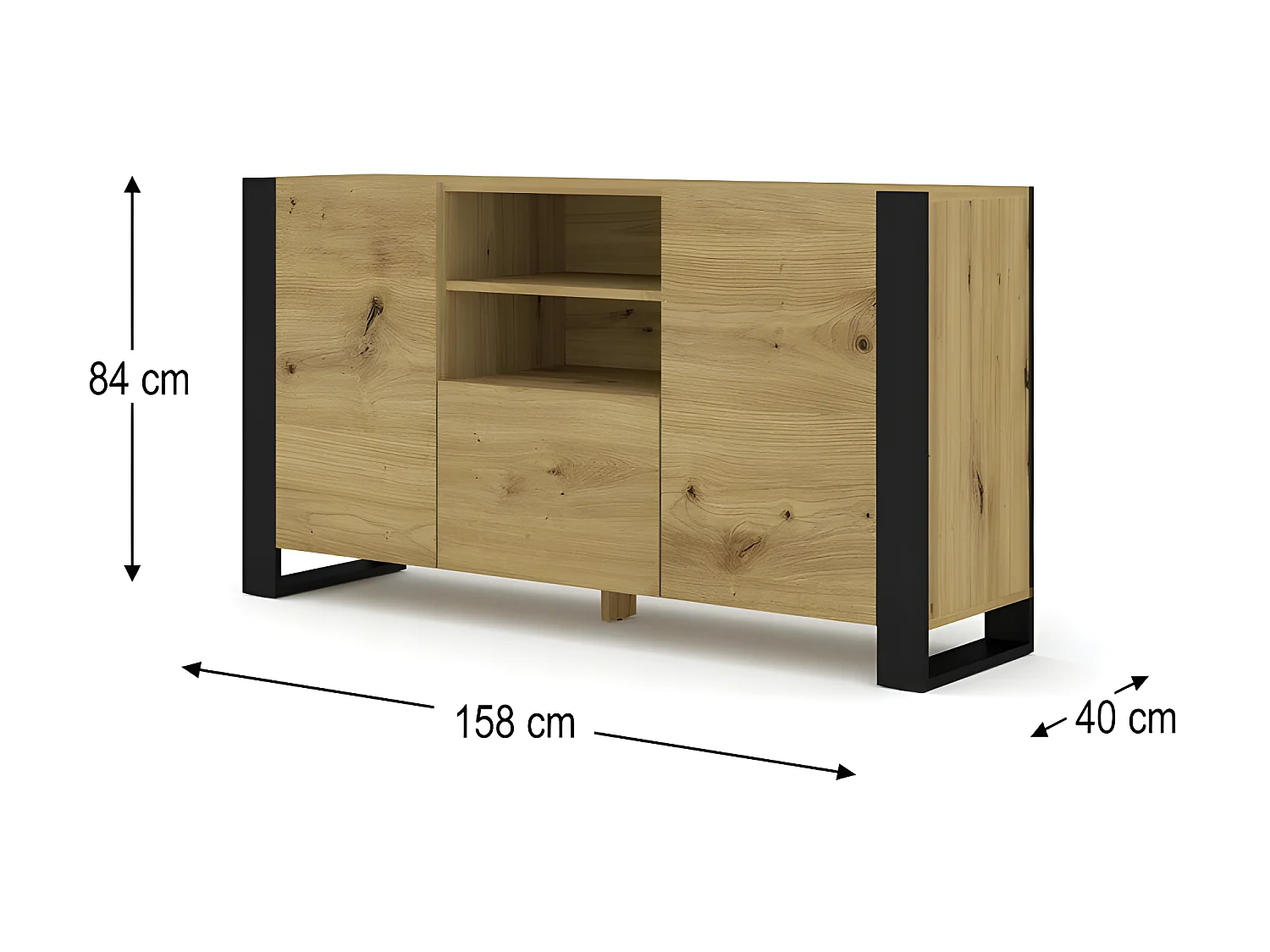 Commode de rangement Meuble Artisan 158x84x40cm MONDI Sideboard