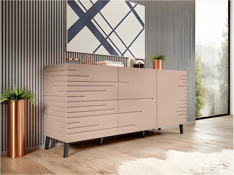 Commode de rangement Meuble universel Rose antique 155x72x40cm NOVAK sur pieds