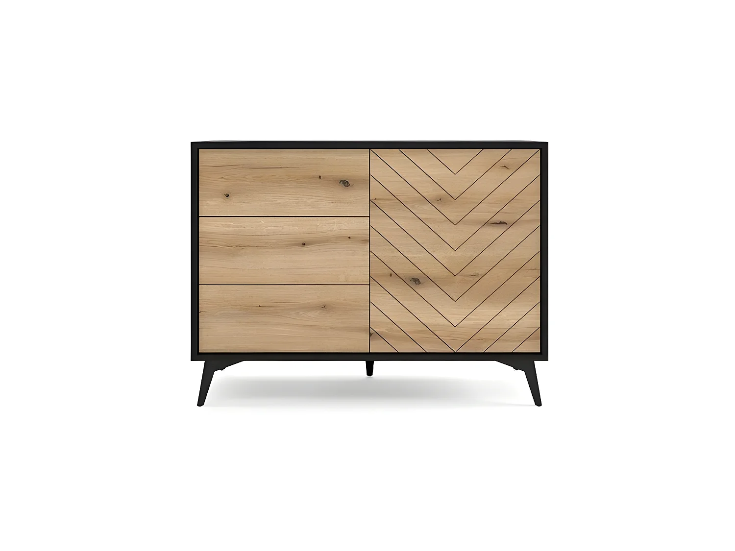 Commode de rangement Meuble universel évoque chêne/noir 104x77x39cm DIAMANT KSZ104 sur pieds