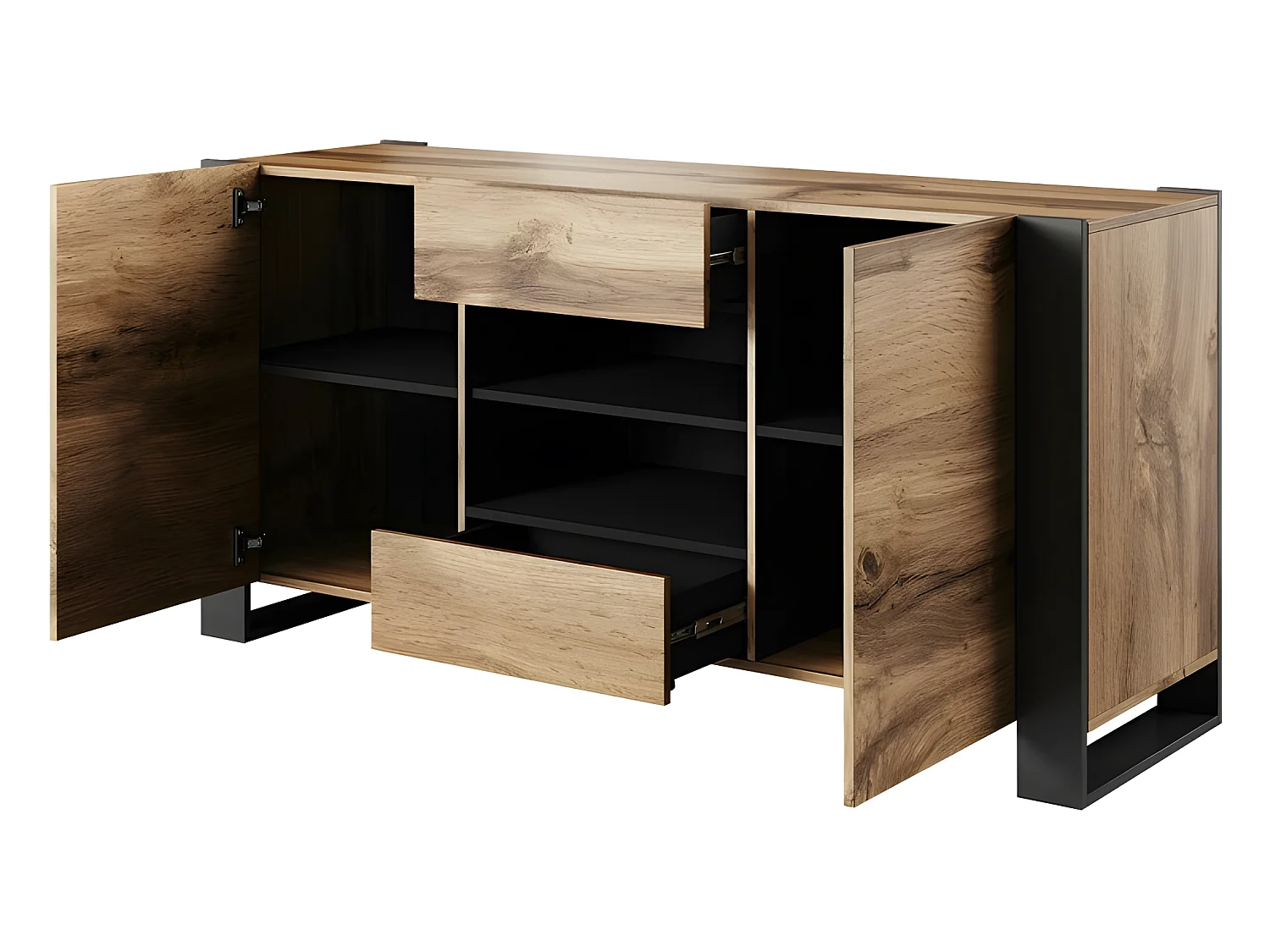 Commode de rangement Meuble universel Wotan 138x83x38cm WOODY élegant sur pieds