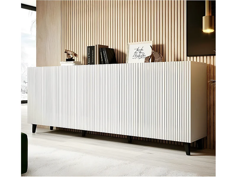 Commode de rangement Meuble universel Blanc 200x83x40cm PALACE élegant sur pieds