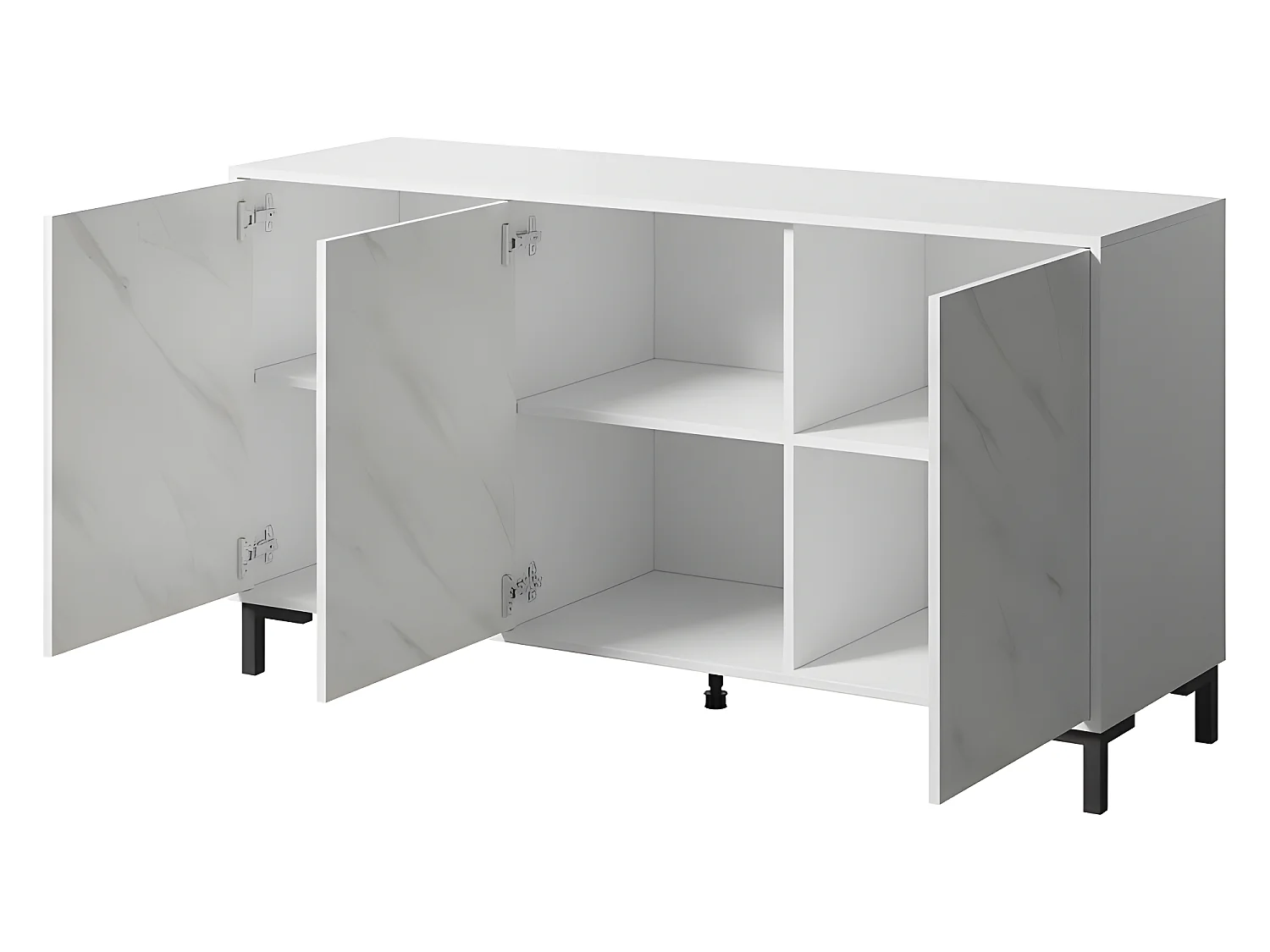 Commode de rangement Meuble universel Noir 150x81x45cm PALACE sur pieds