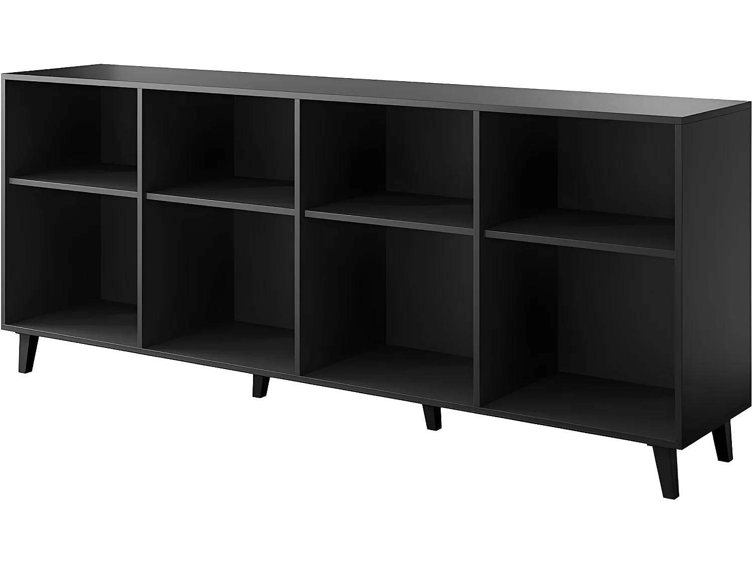 Commode de rangement Meuble universel Noir mat 200x82x42cm MODA sur pieds avec 4 portes